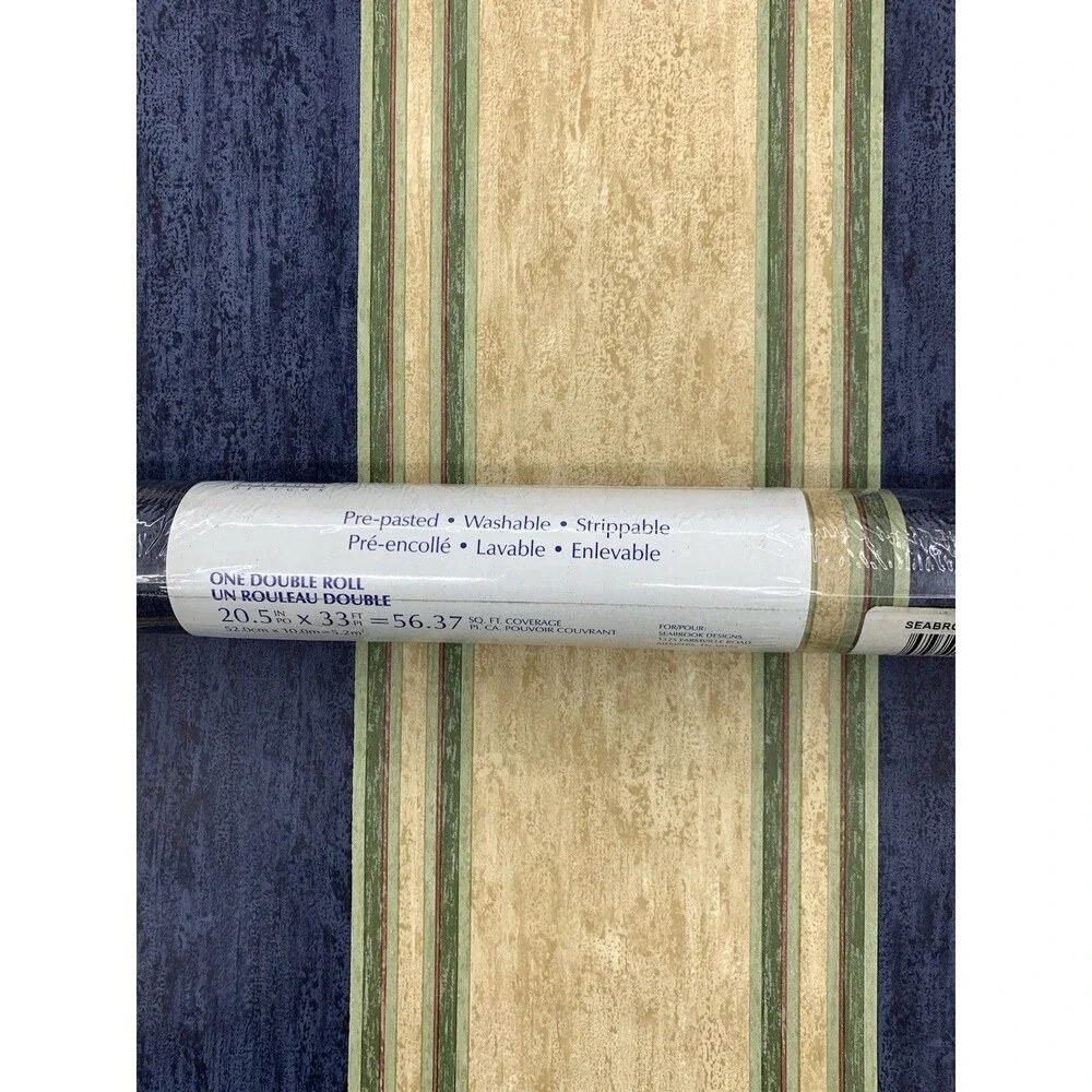 Seabrook Wide Bold Stripes Wallpaper HG575, 20.5” X 11yds